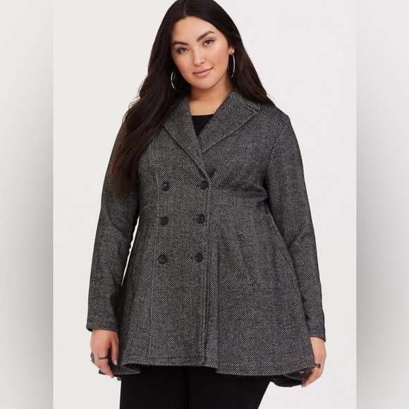 NWT Torrid Wool Fit and Flare Double Breasted Coat - Picture 2 of 16